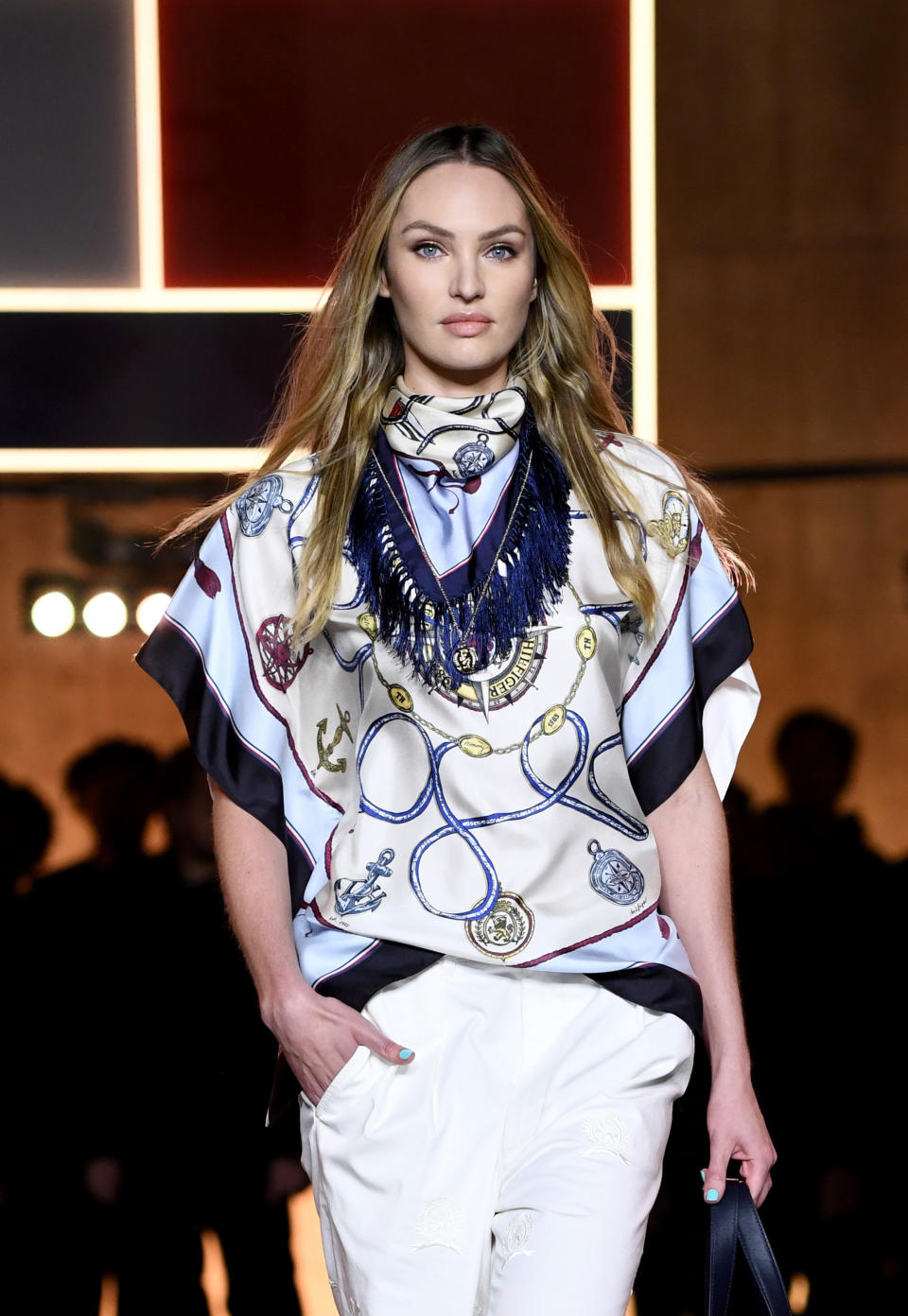 Candice Swanepoel walks the runway at the Tommy Hilfiger show during London Fashion Week. (Getty Images)