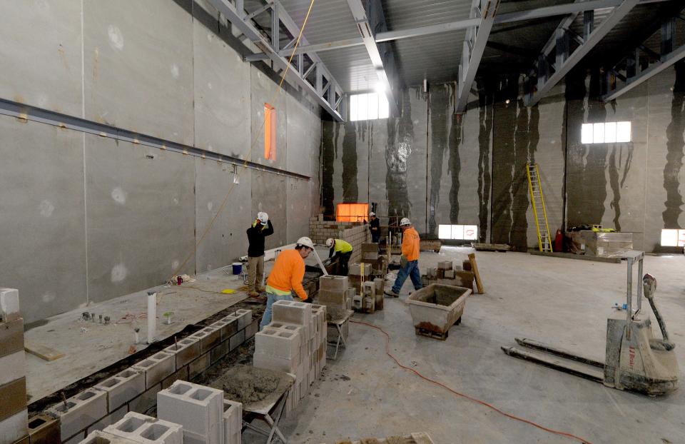 Construction being done inside the Gardner Gym and storm shelter at Lanphier High School Thursday Feb. 16, 2023.