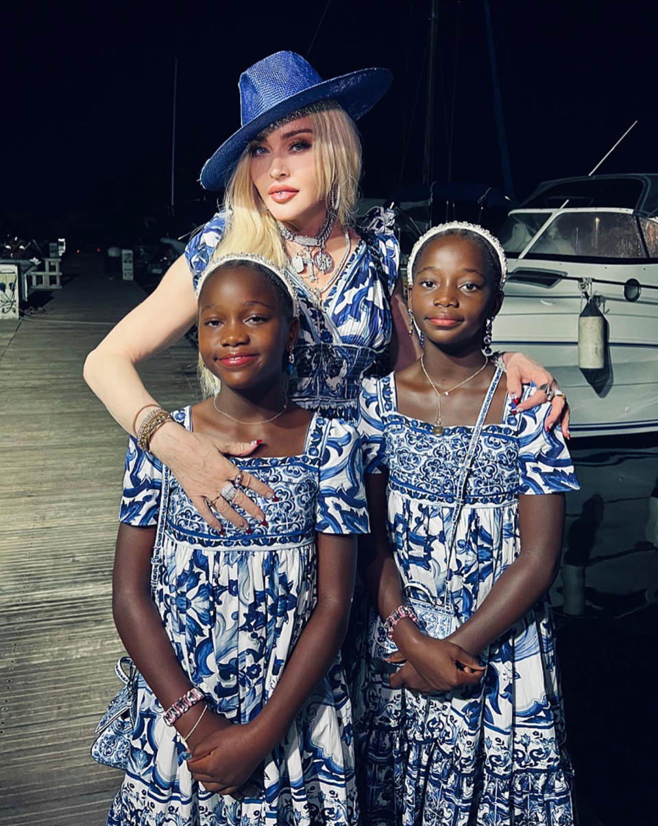 Madonna with her twins Stella and Estere. (@madonna via Instagram)