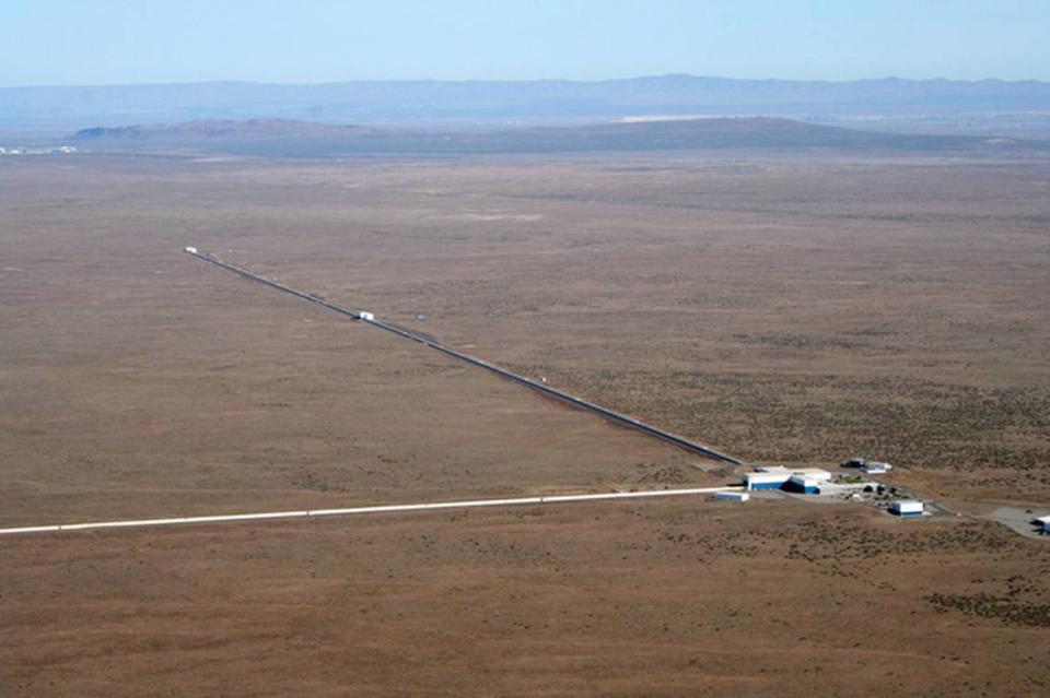 LIGO Laboratory operates two detector sites, one at Hanford northwest of Richland in Eastern Washington, and another near Livingston, Louisiana. This photo shows the Hanford detector site.