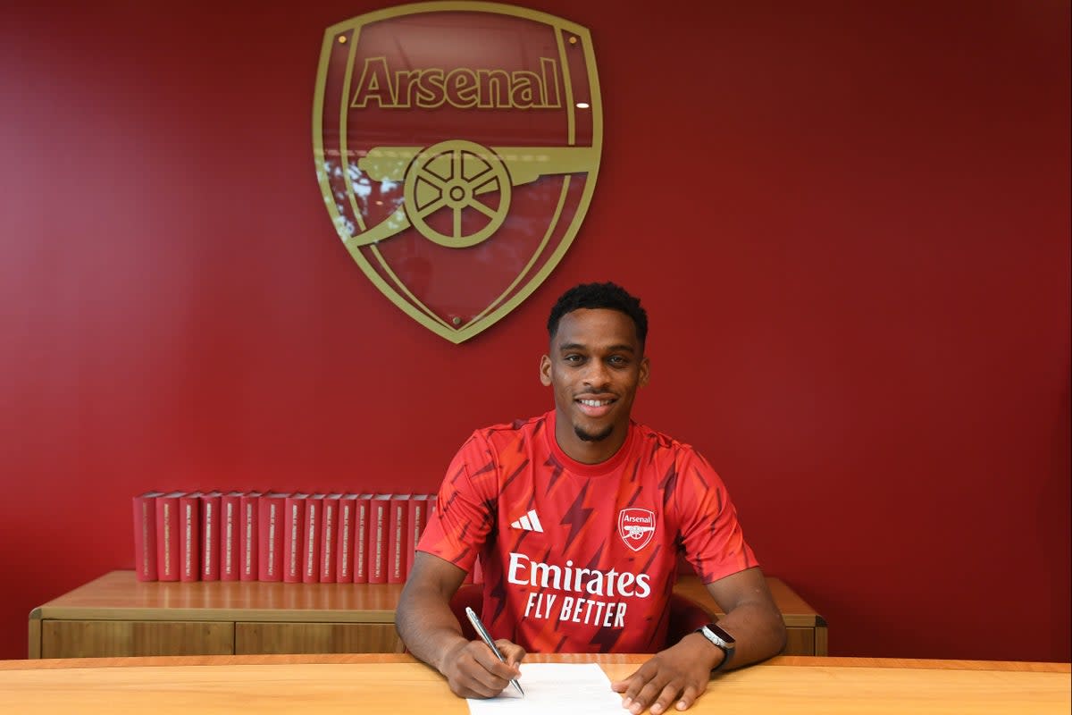 Done deal: Arsenal have finally confirmed the signing of Jurrien Timber  (Arsenal FC via Getty Images)