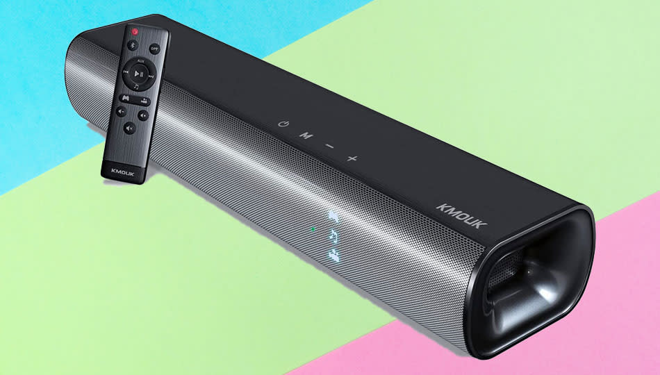 It&#39;s only 16 inches long, but the Kmouk soundbar delivers huge sound. (Photo: Amazon)