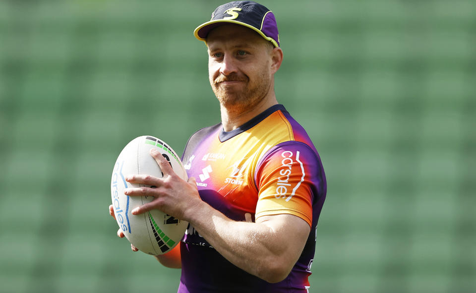 Cameron Munster, pictured here at a Melbourne Storm training session.