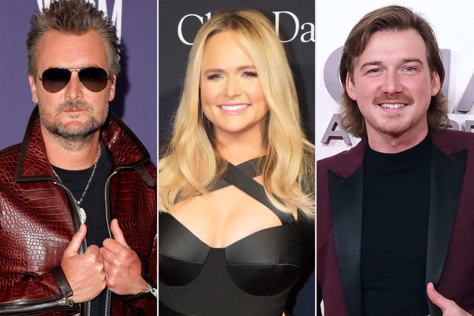 <p>Brett Carlsen/ACMA2021/Getty, Jeff Kravitz/FilmMagic, Taylor Hill/FilmMagic</p> Eric Church; Miranda Lambert; Morgan Wallen