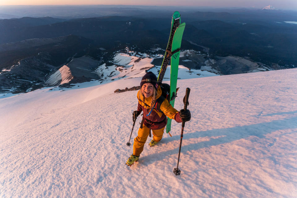 Michelle Parker hikes up Mount Hood, OR during filming for the film "The Mountain Why", on 2 June, 2020.<p>Photo: Bjarne Salen/Red Bull Content Pool</p>