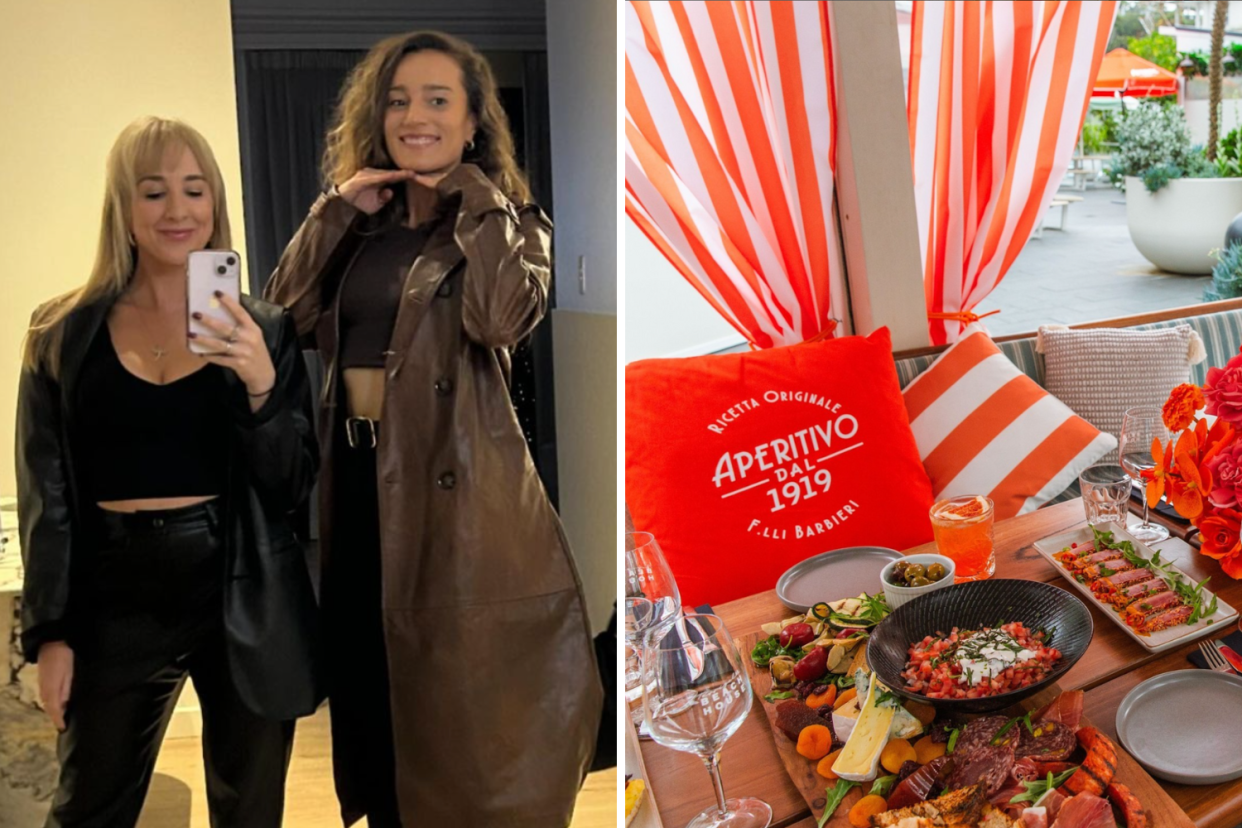 A couple of besties, a fancy hotel, some mulled aperol... name a better weekend. Photo: Supplied 