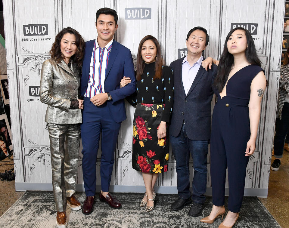 Constance was joined at the BUILD studio in New York by Crazy Rich Asian co-stars Michelle Yeoh, Henry Golding, Ken Jeong and Awkwafina. Source: Getty