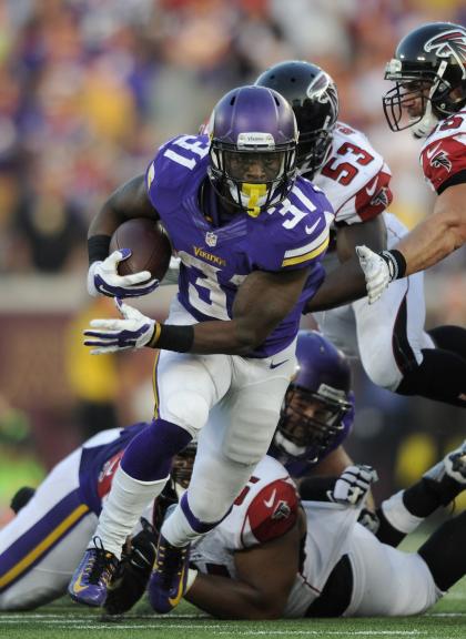 Jerick McKinnon, feasting against Atlanta (Photo by Hannah Foslien/Getty Images)