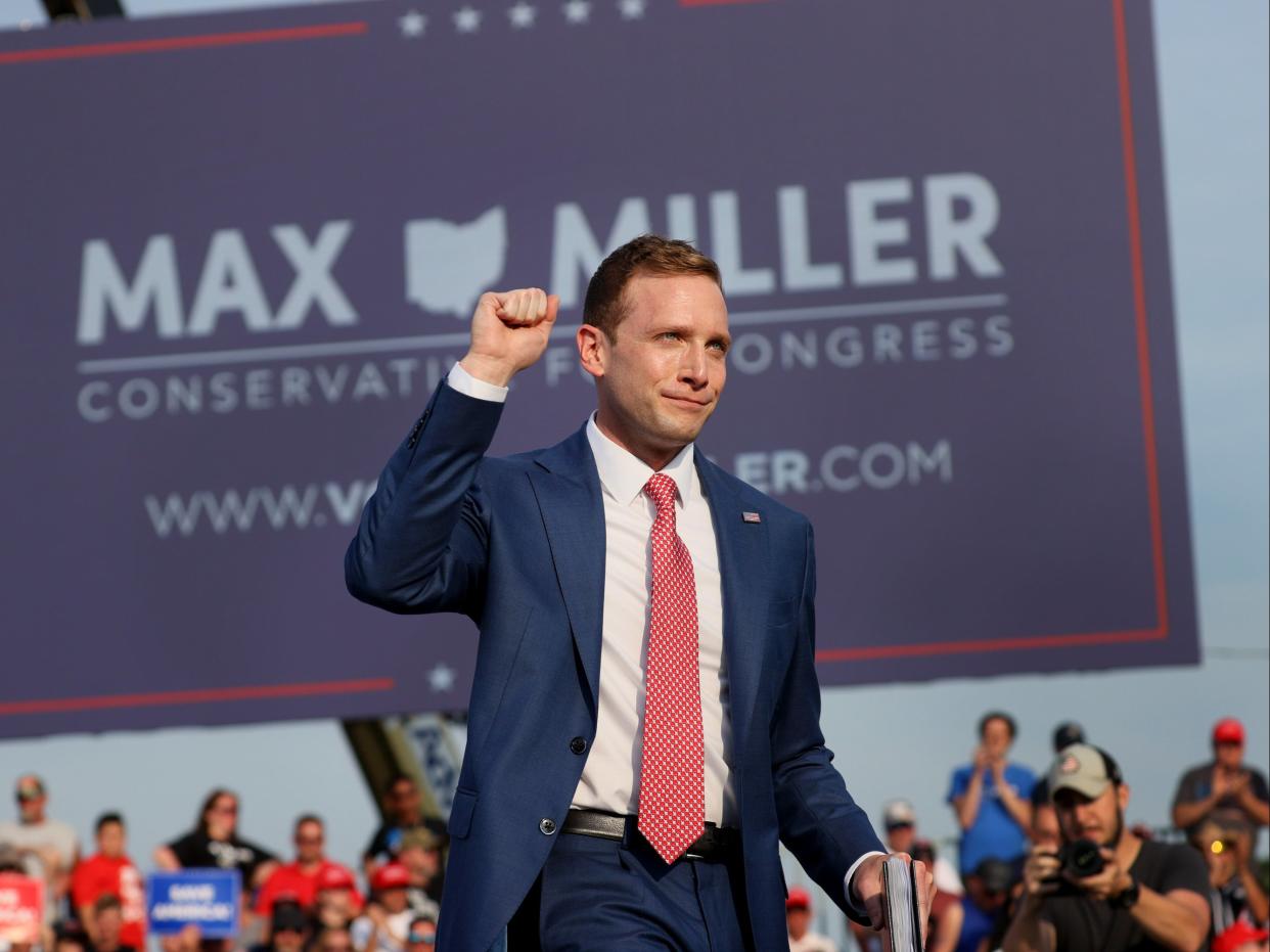 Max Miller arrives at a rally with former President Donald Trump at the Lorain County Fairgrounds on June 26, 2021 in Wellington, Ohio (Getty Images)