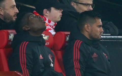 Paul Pogba sat on the bench for most of the game - Credit: AP