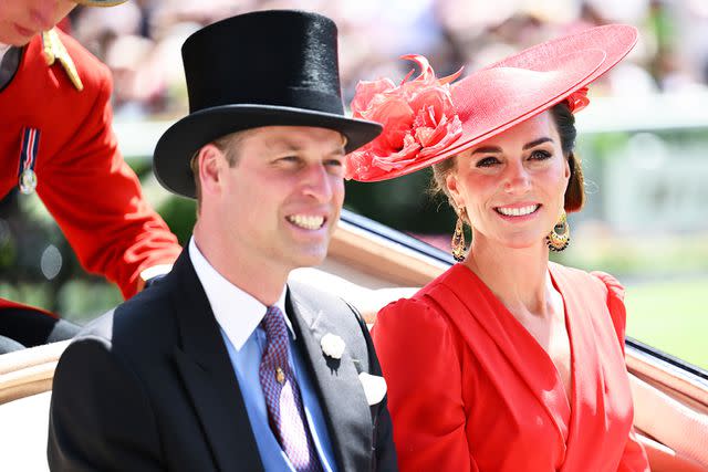 <p>Karwai Tang/WireImage</p> Prince William and Kate Middleton attend Royal Ascot on June 23, 2023