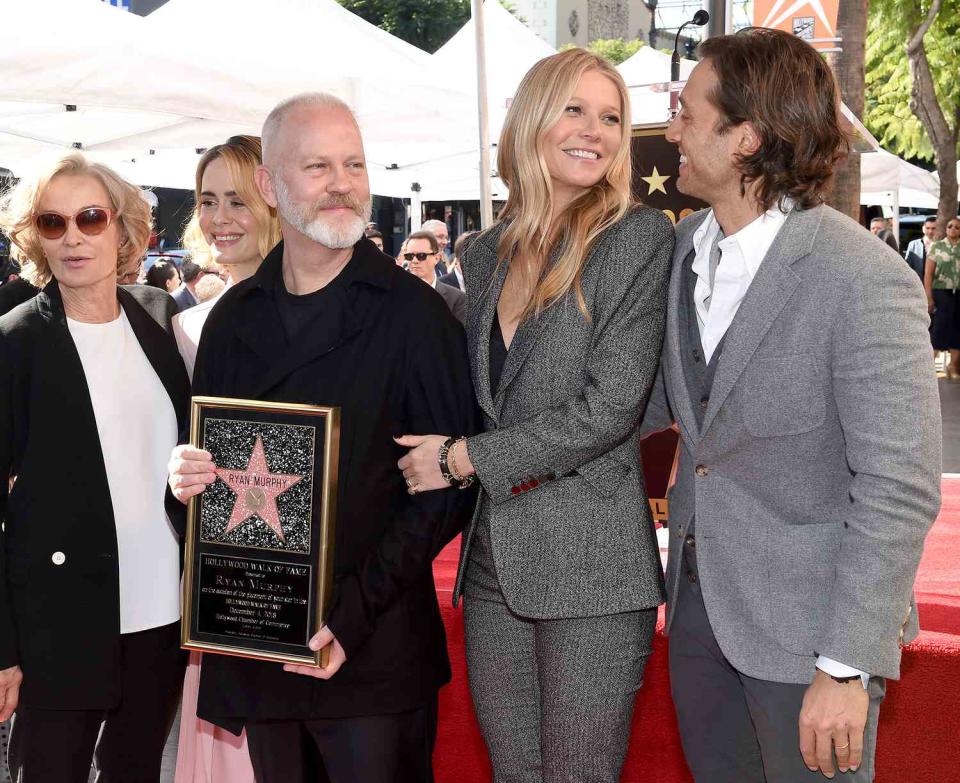 Jessica Lange, Sarah Paulson, Ryan Murphy, Gwyneth Paltrow and Brad Falchuk attend the ceremony honoring Ryan Murphy with star on the Hollywood Walk of Fame on December 4, 2018 in Hollywood, California