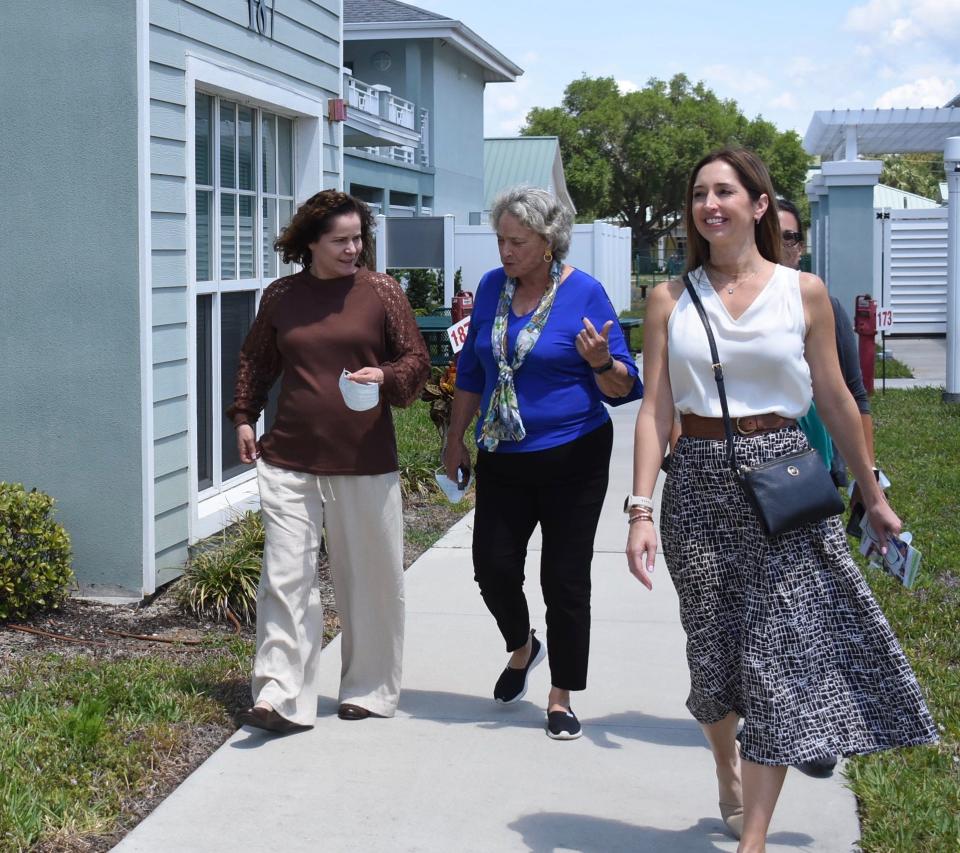 Sarasota County Commissioner Nancy Detert, center, and representatives of the Florida Department of Elder Affairs tour the Loveland Center's campus during a visit by Florida's Secretary of Elder Affairs Michelle Branham.