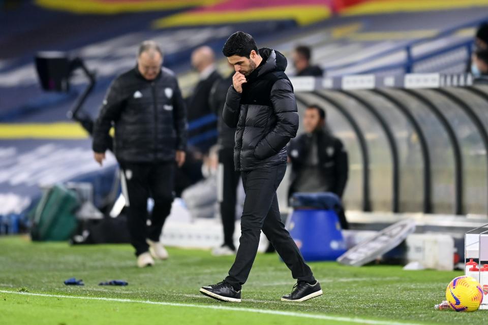 <p>Arteta was not happy with Pepe after his red card in the goalless draw at Leeds</p>Getty Images