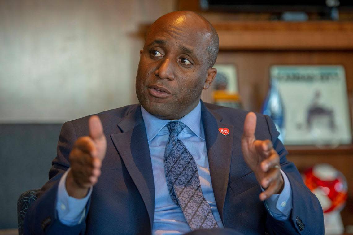 Kansas City Mayor Quinton Lucas talked about the ballot measure to determine funding of the Kansas City Police Department in his office at City Hall last month.