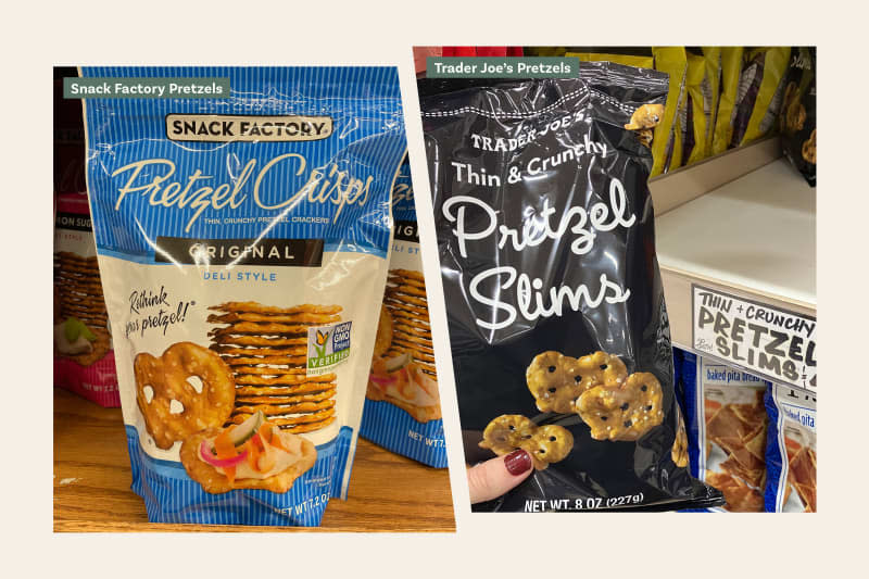 Left: Snack Factory Pretzels; Right: Trader Joe’s Pretzels