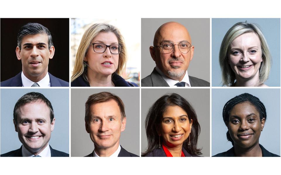 Rishi Sunak, Penny Mordaunt, Nadhim Zahawi, and Liz Truss, Tom Tugendhat, Jeremy Hunt, Suella Braverman and Kemi Badenoch - PA/ UK Parliament 