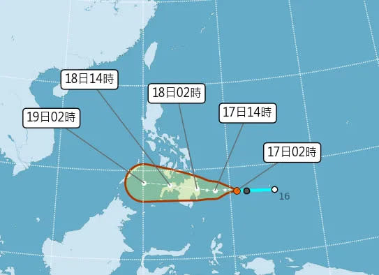 <strong>熱帶性低氣壓TD20預測路線圖。（圖／中央氣象署）</strong>