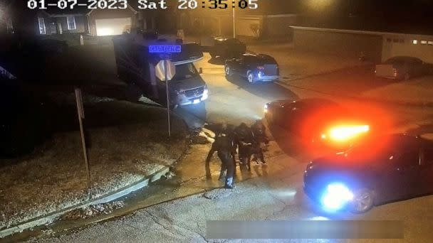 PHOTO: Tyre Nichols who was pulled over while driving and died three days later, is beaten by Memphis Police Department officers on January 7, 2023, in this screen grab from a video released by Memphis Police Department, Jan. 27, 2023. (Memphis Police Department/via Reuters)