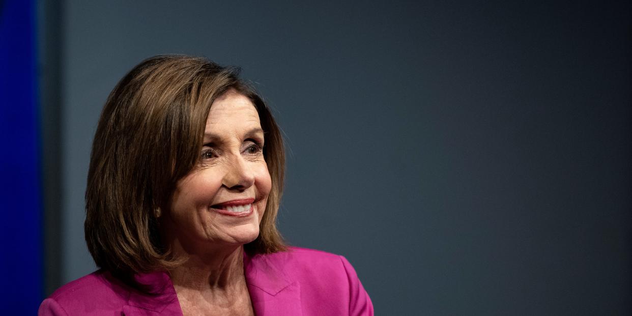 FILE PHOTO: U.S. House Speaker Nancy Pelosi (D-CA) listens during the Wall Street Journal, at the Newseum in Washington, U.S., December 9, 2019. REUTERS/Al Drago