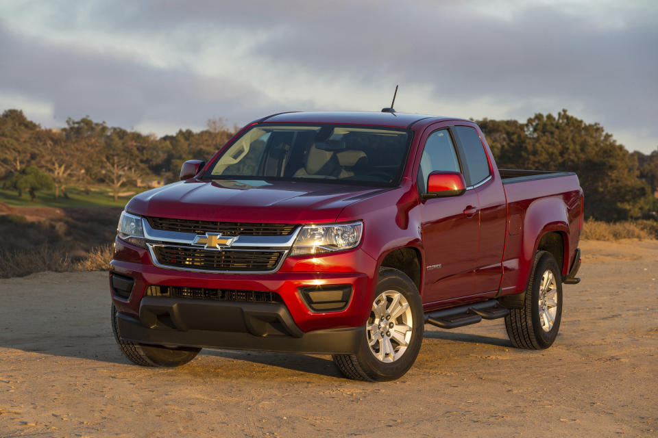 This undated photo provided by Chevrolet shows the 2019 Chevrolet Colorado, a midsize pickup that stands out for its strong engines and comfortable highway ride quality. (Jim Fets Photography/General Motors via AP)