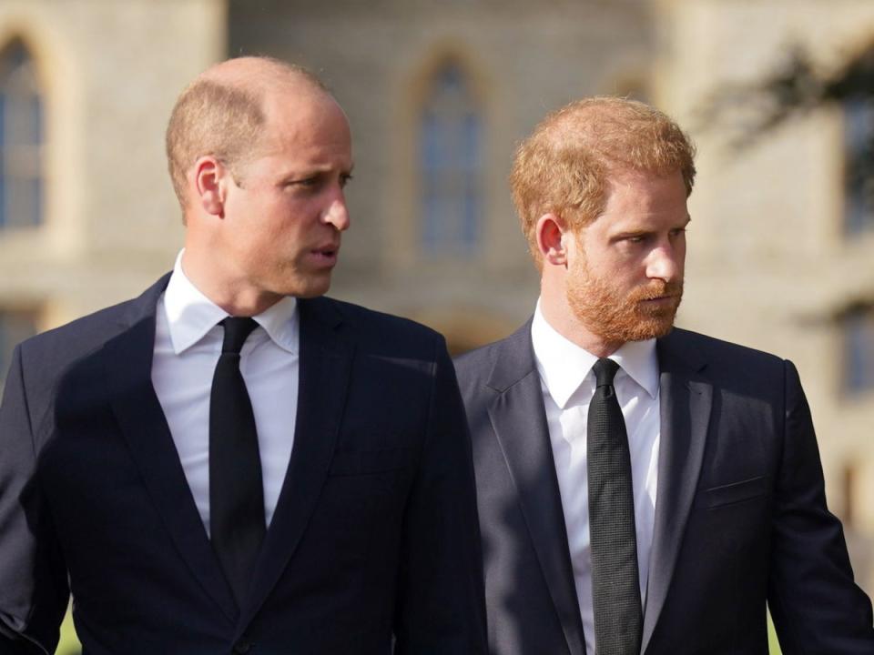 Princes William and Harry at Windsor Castle after the death of their grandmother (Getty)