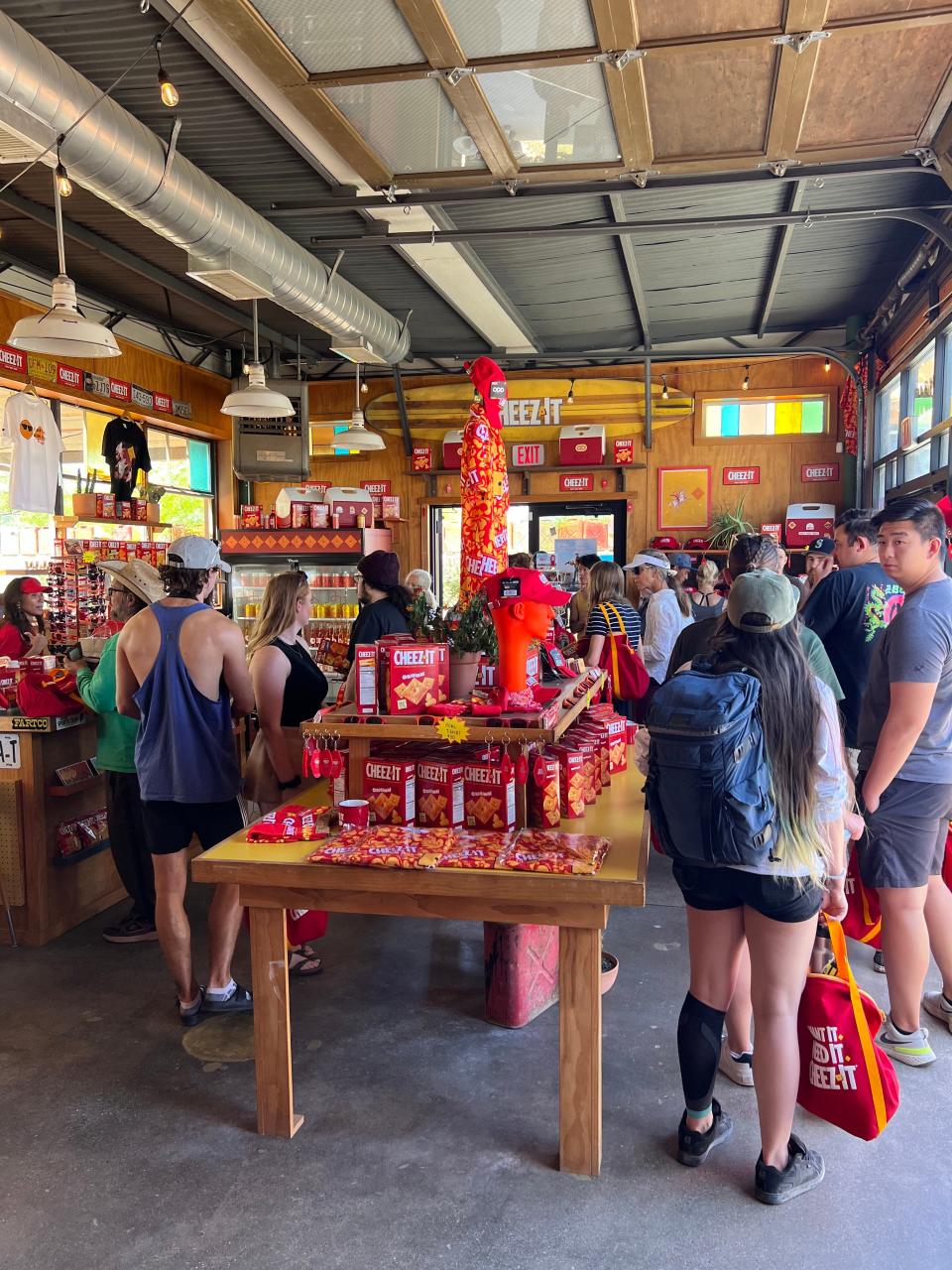 Cheez-it enthusiasts purchase goods inside the pop-up shop.