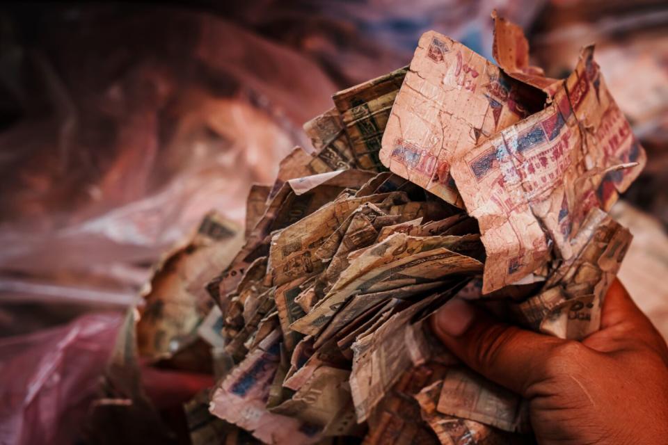 Wad of worn Afghan cash