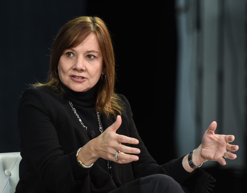 Mary T. Barra, chairman and CEO of General Motors, speaks at the New York Times DealBook conference on Nov. 1, 2018, in New York City.