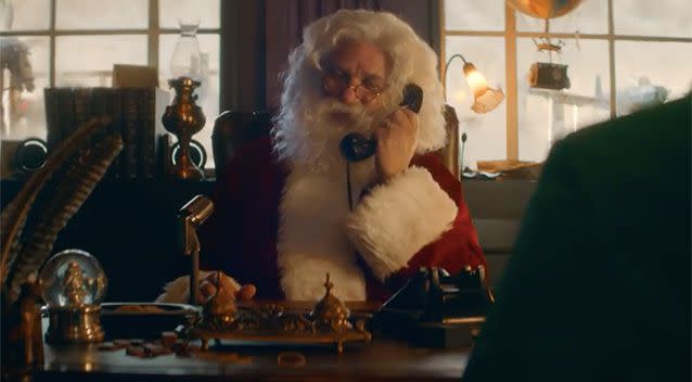 Santa nervously takes a call from New Zealand. Source: YouTube