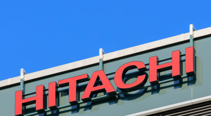 the hitachi logo on a building