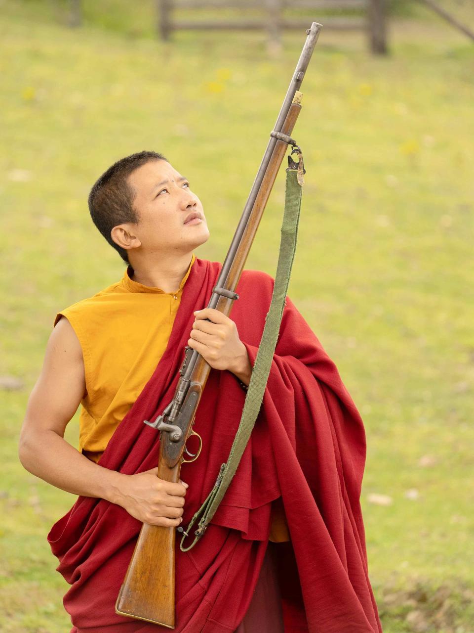「不丹周杰倫」旺契克《不丹沒有槍》扮喇嘛。（圖／海鵬提供）