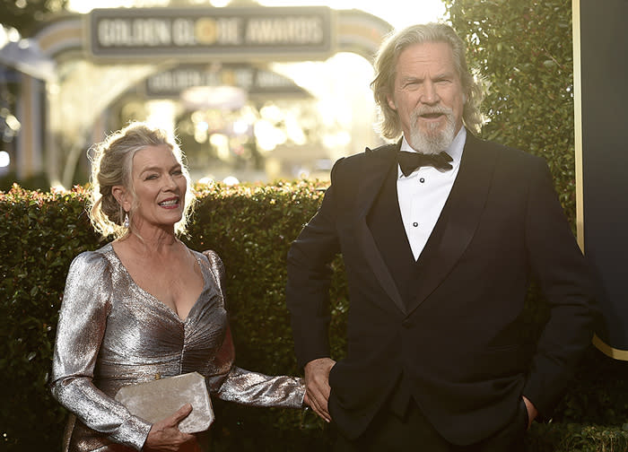 Jeff Bridges y su mujer Susan Geston en los Globos de Oro