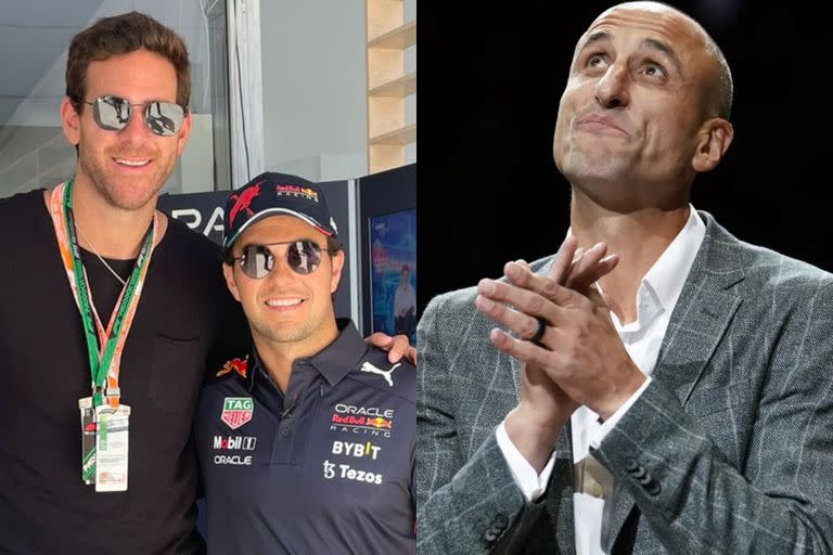 Juan Martín del Potro visitó a Sergio "Checo" Pérez en la previa al Gran Premio de Miami y le trajo suerte; Ginóbili le hizo una inesperada propuesta