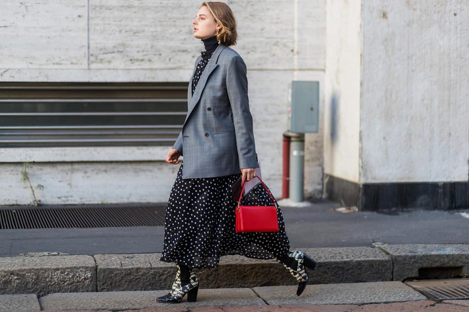 <p>Toss a check blazer over a printed maxi dress for instant polish. Add bold accessories to finish.</p> <h4>Getty Images</h4> <p> <strong>Related Articles</strong> <ul> <li><a rel="nofollow noopener" href="http://thezoereport.com/fashion/style-tips/box-of-style-ways-to-wear-cape-trend/?utm_source=yahoo&utm_medium=syndication" target="_blank" data-ylk="slk:The Key Styling Piece Your Wardrobe Needs;elm:context_link;itc:0;sec:content-canvas" class="link ">The Key Styling Piece Your Wardrobe Needs</a></li><li><a rel="nofollow noopener" href="http://thezoereport.com/entertainment/celebrities/taylor-swift-vmas-look-what-you-made-me-do-music-video-premiere-music/?utm_source=yahoo&utm_medium=syndication" target="_blank" data-ylk="slk:The New Taylor Swift Is Here—And We've Never Seen Her Like This Before;elm:context_link;itc:0;sec:content-canvas" class="link ">The New Taylor Swift Is Here—And We've Never Seen Her Like This Before</a></li><li><a rel="nofollow noopener" href="http://thezoereport.com/entertainment/celebrities/beyonce-jay-z-twins-names/?utm_source=yahoo&utm_medium=syndication" target="_blank" data-ylk="slk:Now We Know How Beyonce's Twins Got Their Names;elm:context_link;itc:0;sec:content-canvas" class="link ">Now We Know How Beyonce's Twins Got Their Names</a></li> </ul> </p>