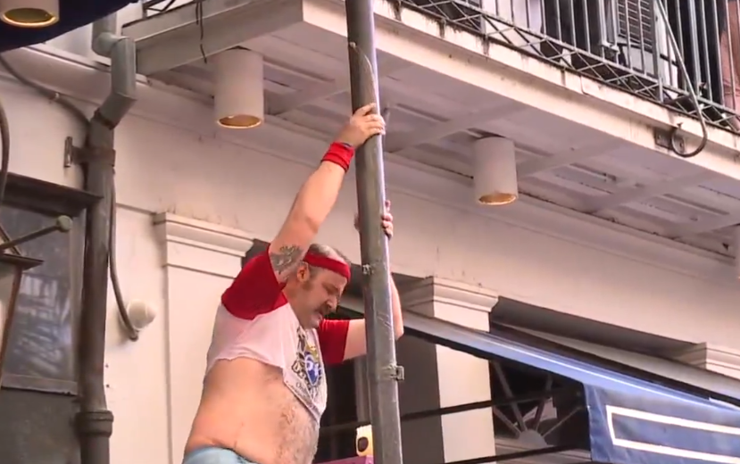Greasing of the Poles at The Royal Sonesta Hotel New Orleans on Friday, Feb. 9, 2024. (WGNO/Justin Abshire)