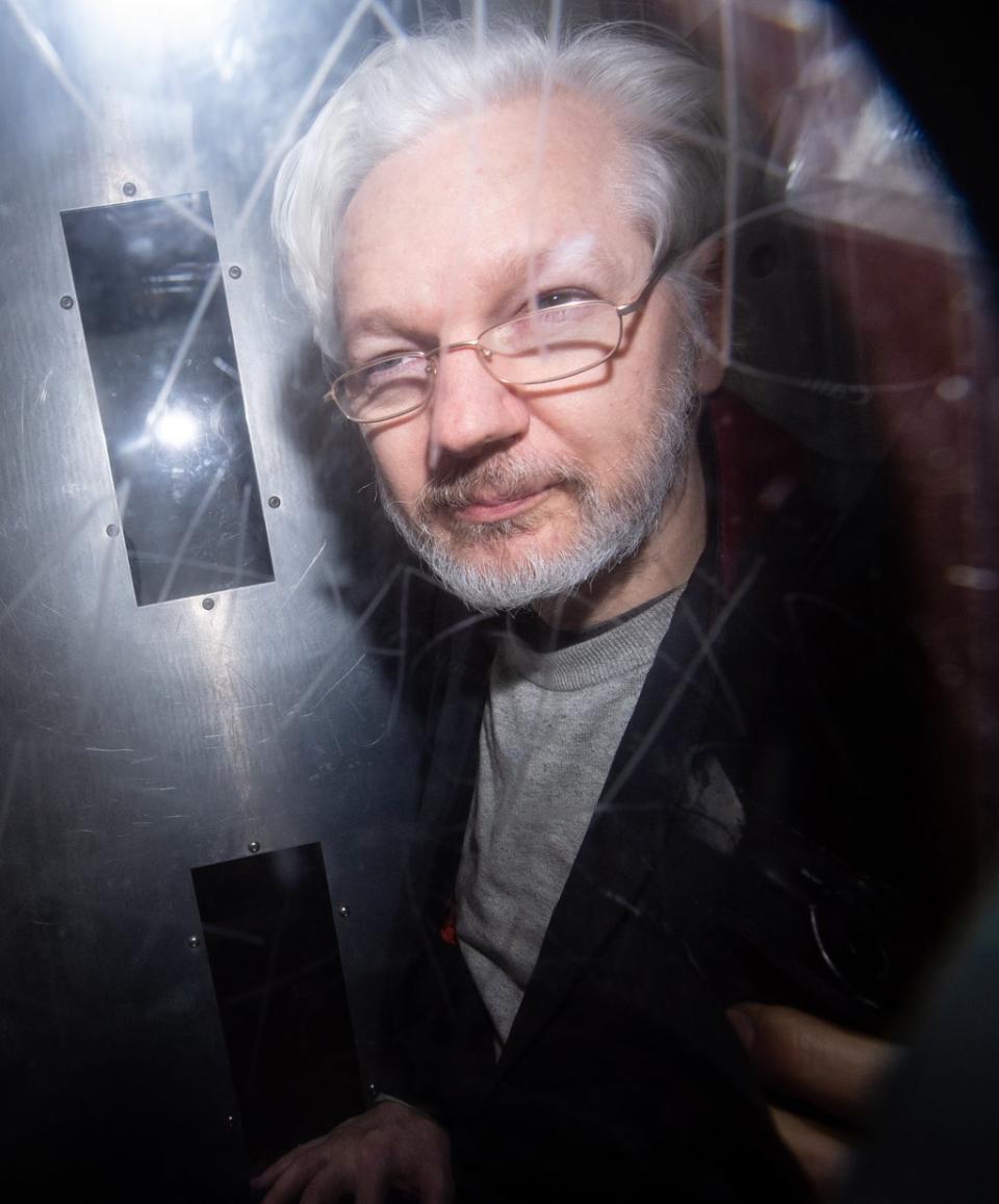 Julian Assange is seen leaving Westminster Magistrates Court, London earlier this year (Dominic Lipinski/PA) (PA Wire)