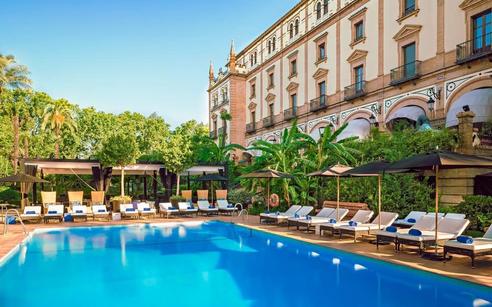 The outdoor pool at Hotel Alfonso XIII is a rare treat in the midst of the city