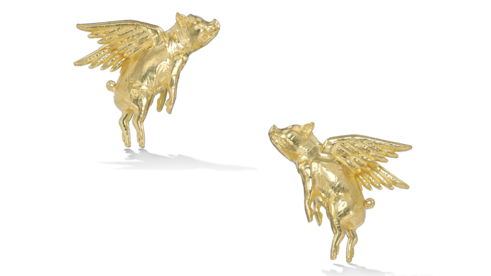 Retrouvai Flying Pig Stud Earrings