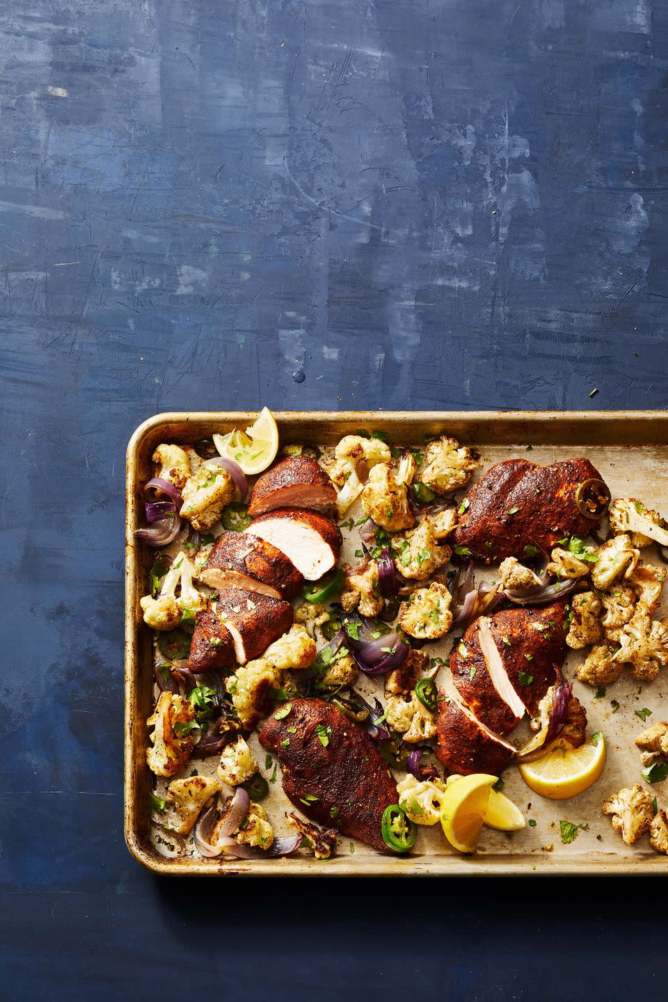 garam masala roasted chicken and cauliflower