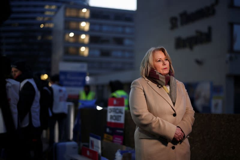 Nurses strike outside St Thomas' Hospital in London