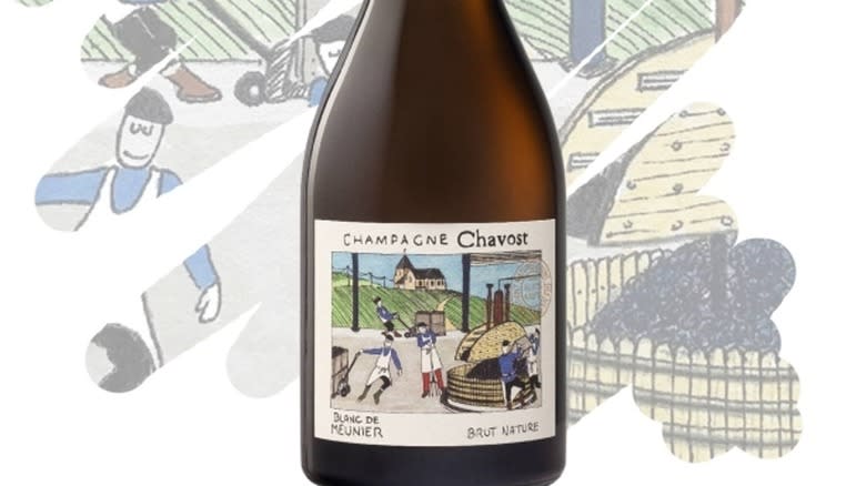 wine label illustrating winemaking