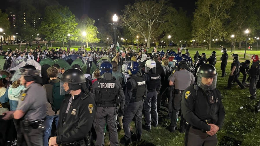 Dozens were arrested after protests broke out on Ohio State’s campus, April 25, 2024. (NBC4)