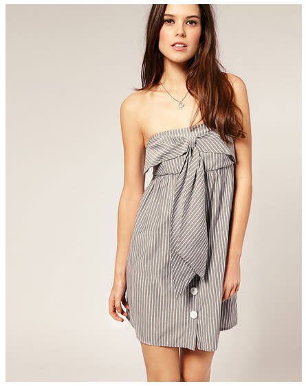 We love the super-sweet bow and buttons.

Vero Moda Bow-Front Pinstripe Bandeau Dress ($45)