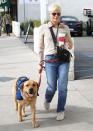 <p>Selma Blair and newly minted service dog Scout take a coffee walk in L.A. on Dec. 21. </p>