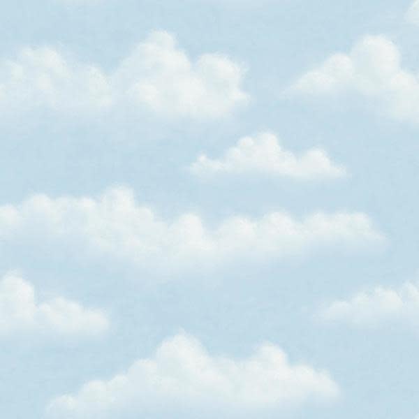 Fluff Blue Faux Puffy Clouds Wallpaper