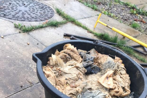 Wet wipes recovered from the sewer system in York. Picture: Yorkshrie Water