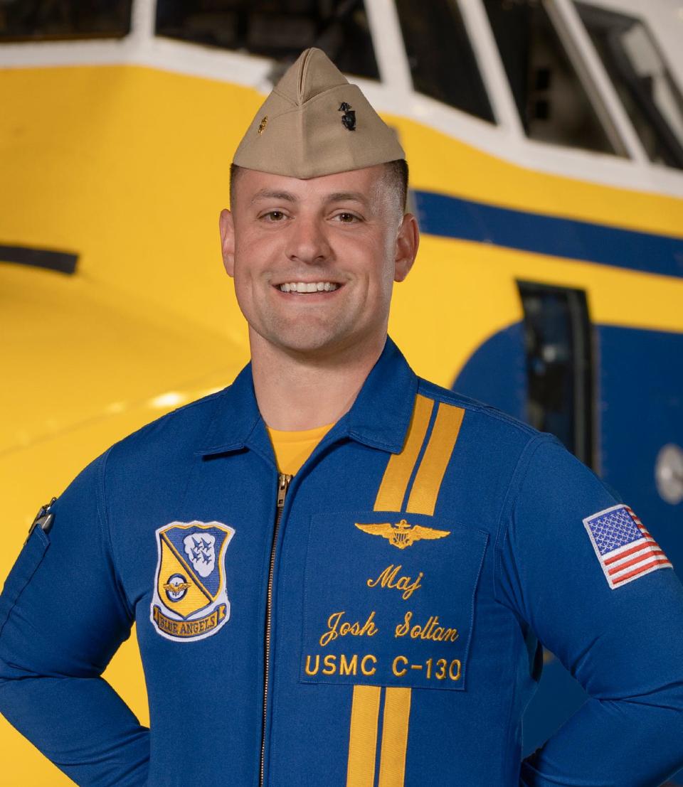 Major Joshua Soltan is a C-130 "Fat Albert" pilot for the 2023 Blue Angels team.