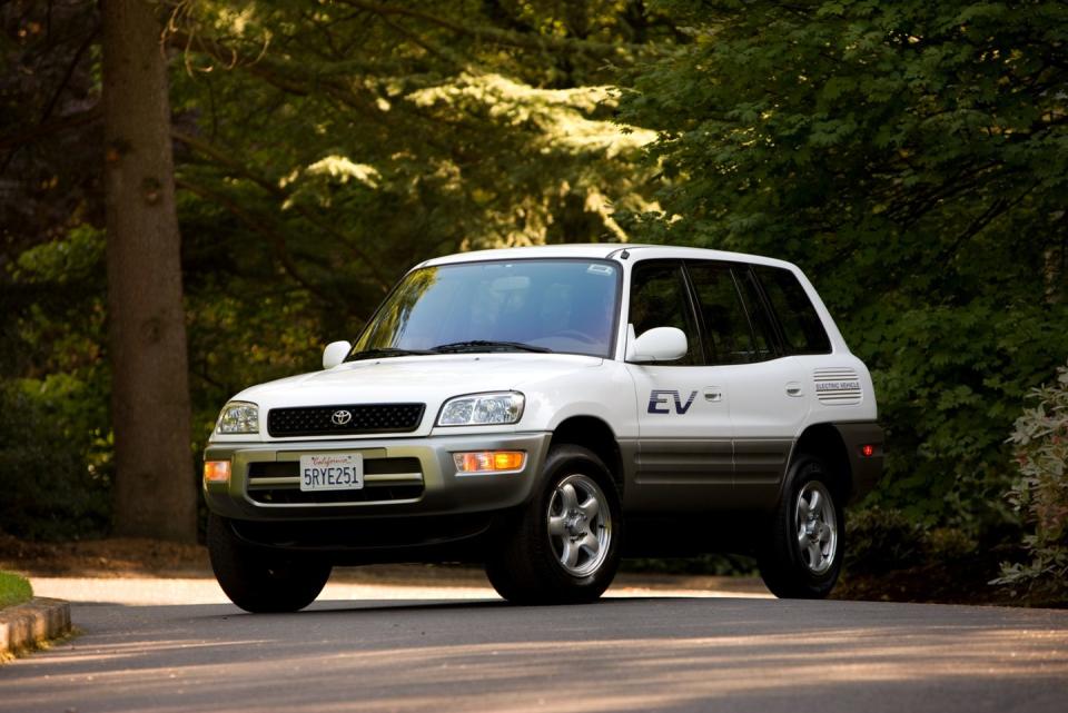 <p>Sure, we have several electric SUVs to choose from today, but the first was the 1997 Toyota RAV4 EV. It was surprisingly unpopular among consumers of the time. Still, it laid the groundwork for today's EV SUVs such as the <a href="https://www.caranddriver.com/hyundai/kona-electric" rel="nofollow noopener" target="_blank" data-ylk="slk:Hyundai Kona Electric;elm:context_link;itc:0;sec:content-canvas" class="link ">Hyundai Kona Electric</a> and the electric version of the <a href="https://www.caranddriver.com/kia/niro" rel="nofollow noopener" target="_blank" data-ylk="slk:Kia Niro;elm:context_link;itc:0;sec:content-canvas" class="link ">Kia Niro</a>, as well as luxury models like the <a href="https://www.caranddriver.com/tesla/model-x" rel="nofollow noopener" target="_blank" data-ylk="slk:Tesla Model X;elm:context_link;itc:0;sec:content-canvas" class="link ">Tesla Model X</a> and <a href="https://www.caranddriver.com/jaguar/i-pace" rel="nofollow noopener" target="_blank" data-ylk="slk:Jaguar I-Pace;elm:context_link;itc:0;sec:content-canvas" class="link ">Jaguar I-Pace</a>. Its top speed was only 78 mph and its driving range was a paltry 95 miles per charge. <a href="https://www.caranddriver.com/toyota" rel="nofollow noopener" target="_blank" data-ylk="slk:Toyota;elm:context_link;itc:0;sec:content-canvas" class="link ">Toyota</a> discontinued the RAV4 EV after the 2003 model year but tried again with <a href="https://www.caranddriver.com/news/a15117446/2012-toyota-rav4-ev-photos-and-info-news/" rel="nofollow noopener" target="_blank" data-ylk="slk:a new RAV4 EV;elm:context_link;itc:0;sec:content-canvas" class="link ">a new RAV4 EV</a> from 2012 to 2014 through a partnership with <a href="https://www.caranddriver.com/tesla" rel="nofollow noopener" target="_blank" data-ylk="slk:Tesla;elm:context_link;itc:0;sec:content-canvas" class="link ">Tesla</a>.</p>