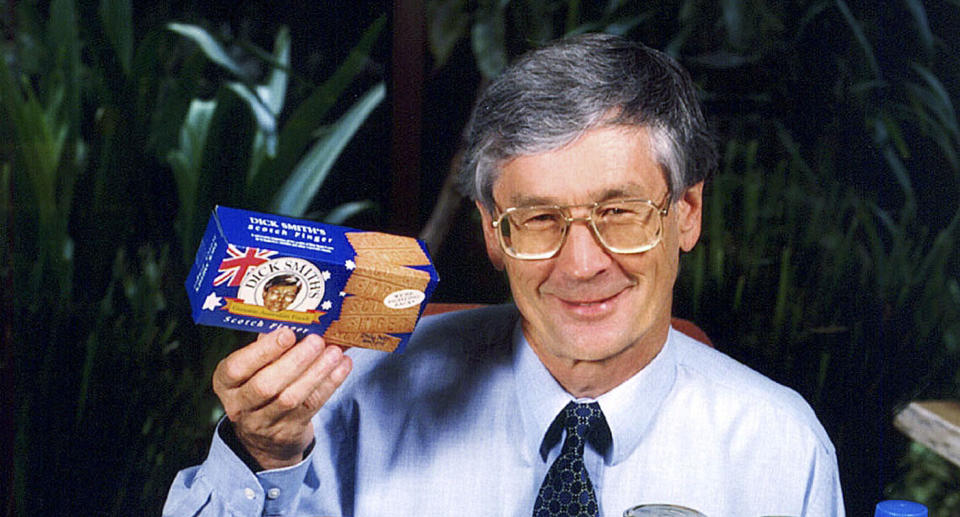 Dick Smith showcases a range of food products in 2001. Source: AAP